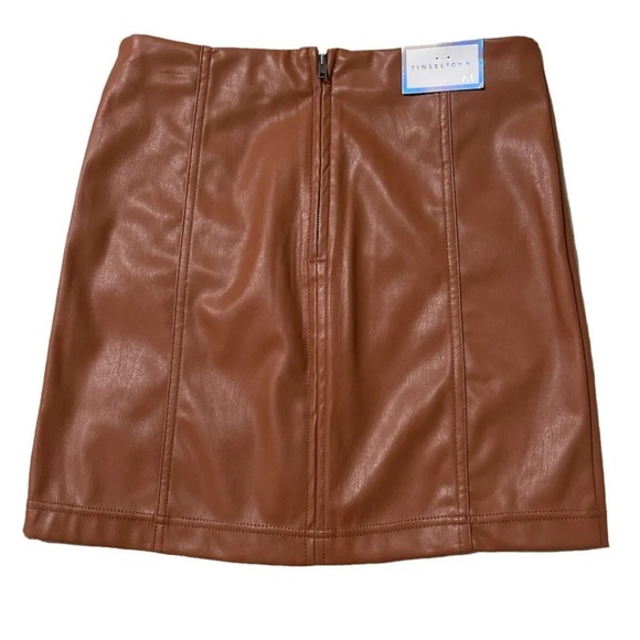 Tinseltown Brown Vegan Leather Mini Skirt – Size M Faux Leather - Picture 2 of 2